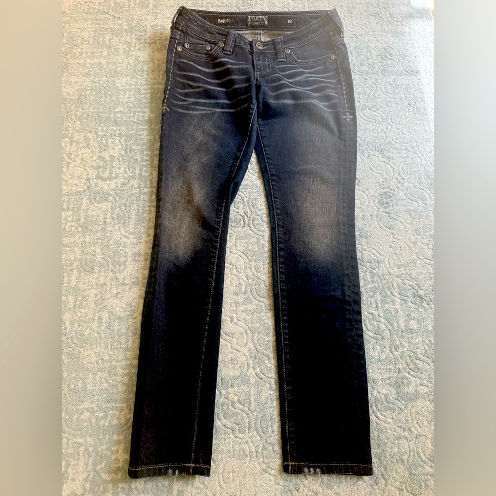 Affliction Striped Dark Denim Jeans